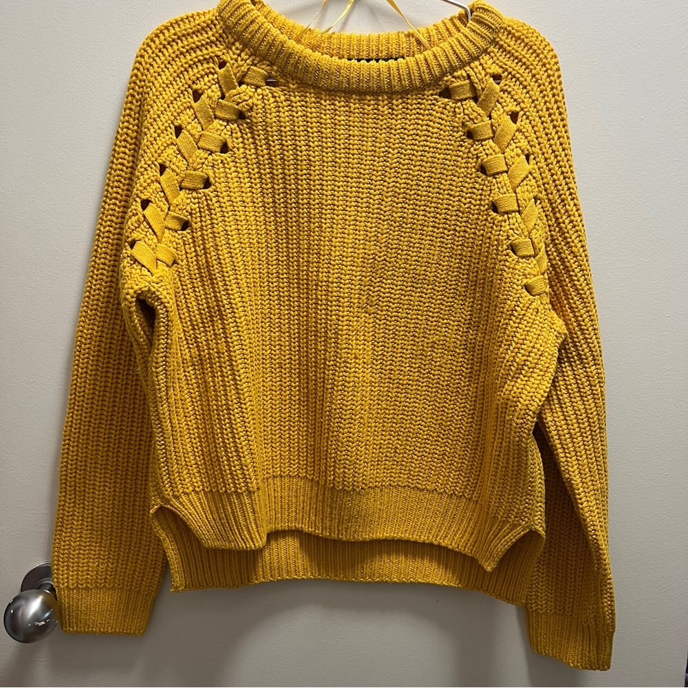 Boohoo Yellow Crew Neck Sweater with Braided Detail